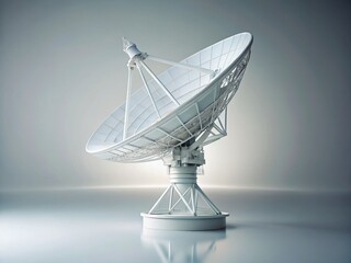 Abstract Parabolic Antenna in Surreal White Space Exploring Futuristic Communication Technologies and Cosmic