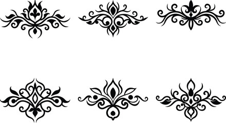 Baroque Swirl Accent ornament set on white background