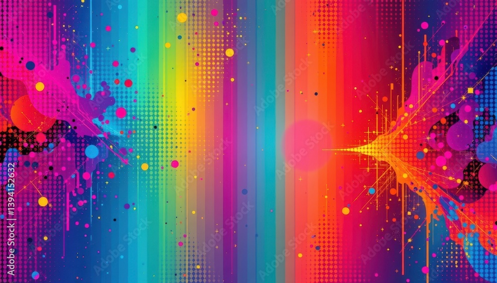Poster a futuristic design featuring a vibrant gradient with varying dot sizes creating depth.