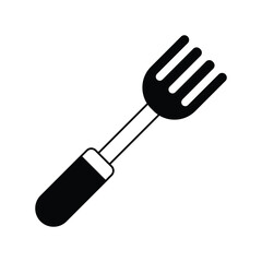fork glyph outline icon with white background vector stock illustration