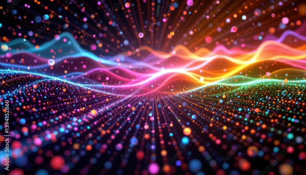 Poster a digital artwork featuring gradients of color points creating an immersive visual effect.