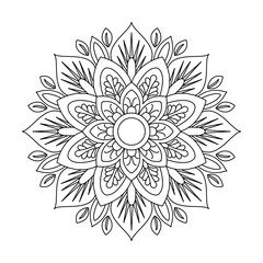Monochrome Floral Symphony Mandala Coloring Book Page