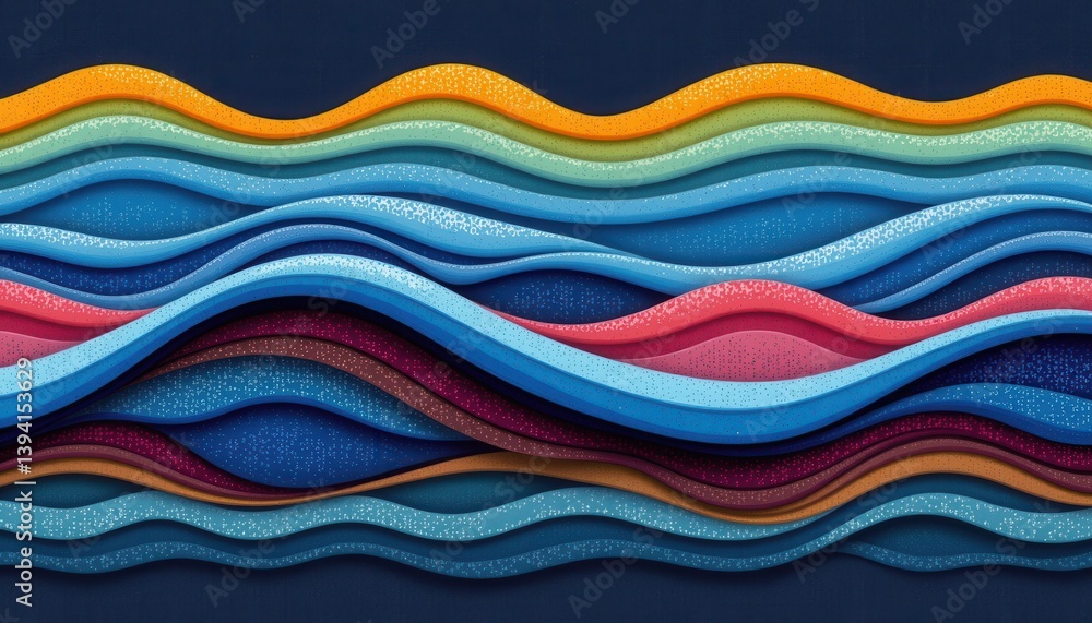 Aufkleber an artistic interpretation of waves made up of color gradients and dotted textures.