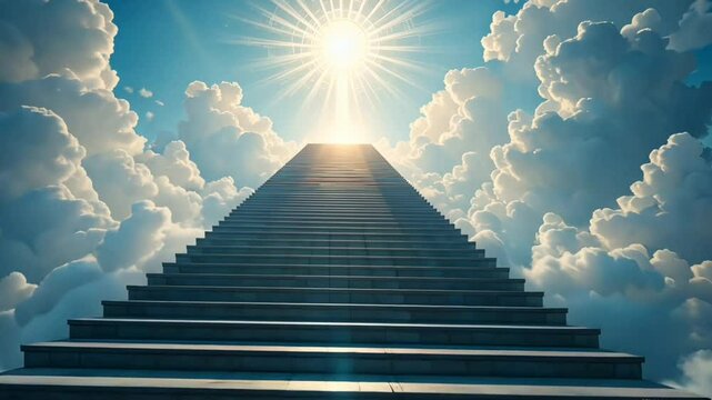 Stairway heaven stairs sky clouds light bright dream hope journey spiritual ascent divine ethereal 4k videos 