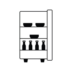 refrigerator glyph outline icon with white background vector stock illustration