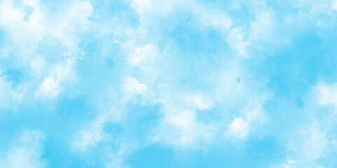 Abstract Sky blue watercolor background. Artistic blue watercolor splash. Sky with clouds. Cloud landscape blue background. Watercolor scraped grungy background.