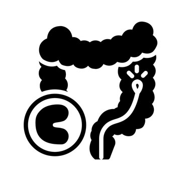 Vector solid black icon for Colonoscopy