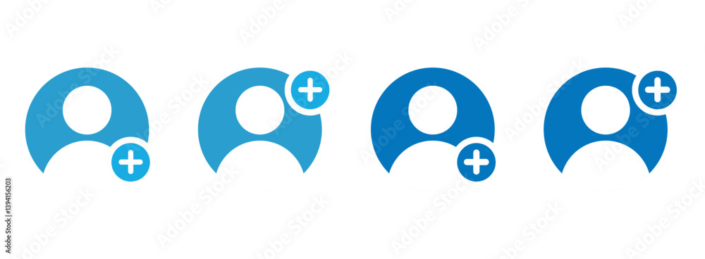 Aufkleber add a new user icon vector logo set collection for web app ui. set of icons add to friends. icon for