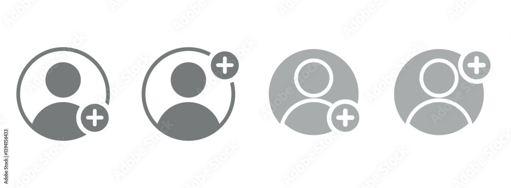 Poster add user icon set. add member. add new user vector icons. profile avatar with plus symbol. add accou