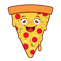 pizza playful face cartoon cute