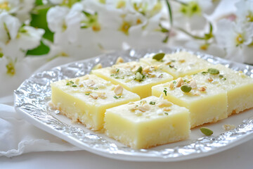 Creamy Lemon Bars Topped with Nuts