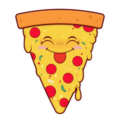 pizza playful face cartoon cute
