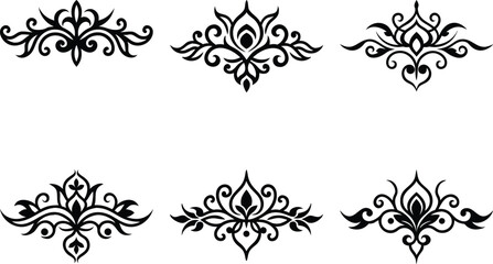 Baroque Swirl Accent ornament set on white background