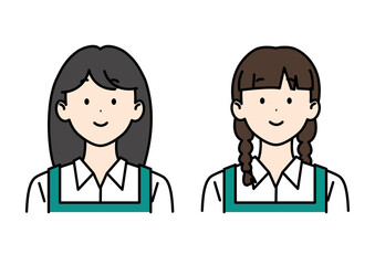 Fototapeta premium 女子高生 アルバイト 黒髪ロング 三つ編み