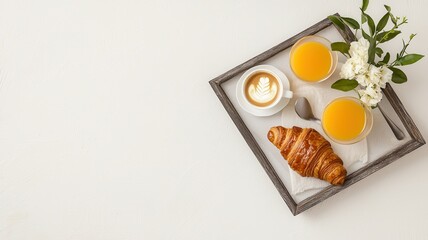 Rustic breakfast tray featuring cooking items perfect for weekend leisure and culinary enjoyment.
