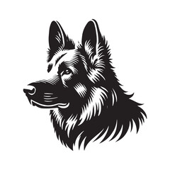 Silhouette of German Shepherd - Minimalist German Shepherd Vector - Illustration of German Shepherd.