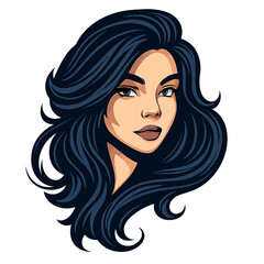 Beautiful woman vector design with long curly hair  