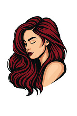 Beautiful woman vector design with long curly hair  