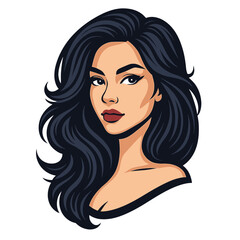 Beautiful woman vector design with long curly hair  