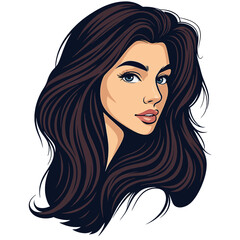 Beautiful woman vector design with long curly hair  