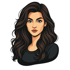 Beautiful woman vector design with long curly hair  