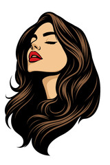Beautiful woman vector design with long curly hair  