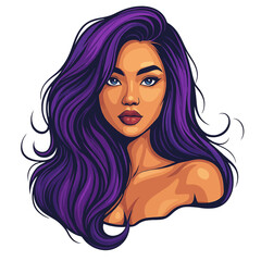 Beautiful woman vector design with long curly hair  