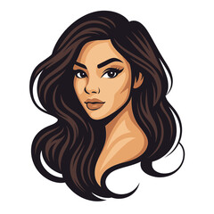 Beautiful woman vector design with long curly hair  