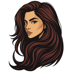 Beautiful woman vector design with long curly hair  