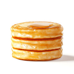 Fototapeta premium Fluffy and golden pancake stack with a soft, airy texture and golden edges, isolated white background