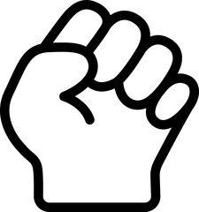 Raised fist, Clenched Revolution Hand, protest power Cute Cartoon Hand Logo Icons Outline Black color, Chubby finger emoji sticker sign symbol, editable stroke.	