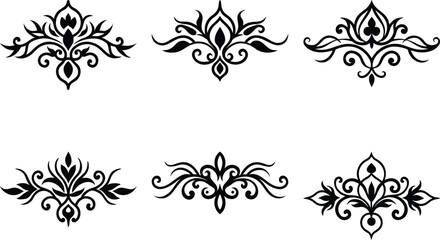 Baroque Swirl Accent ornament set on white background