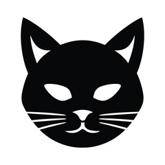 Minimal cat face logo vector art black silhouette