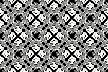 Seamless pattern based on ornament paisley Bandana Print. Boho vintage-style vector background.A silk neck scarf or kerchief square pattern design style, Design for print on fabric or paper.