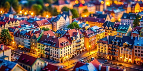 Fototapeta premium Enchanted Urban Miniature A TiltShift Perspective on Architectural Wonders Captured with a Long Lens