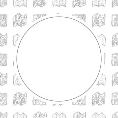 location frame. doodle map circle frame. hand drawn location frame background. pin location background