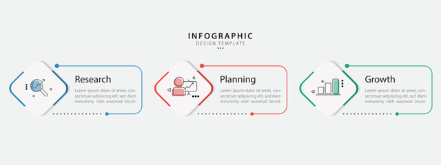 Business infographic template. 3 Step timeline journey. Process diagram, 3 options on white background, social media post, Infograph elements vector illustration.	