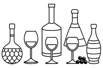Port Wine Line Art Creative Design for Illustration and Artwork  