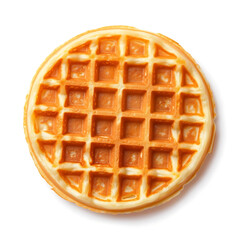 Fluffy and golden waffles with a light, airy texture and crispy edges, isolated white background