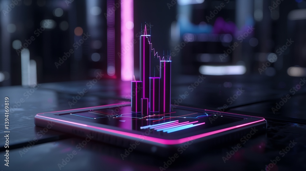 Poster a professional 3d render of business data visualization, dynamic financial growth lines and stacked 
