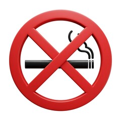Obraz premium A bold red circle decisively prohibits smoking, a powerful symbol of health and wellness, presented with clean, three-dimensional design.