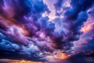 Fototapeta premium Colorful sky texture with dramatic clouds in purple orange and blue tones