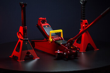 tuned new parts jack with stands red for lifting and repairing sports cars drift rally drag racing