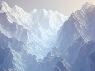 Fototapeta premium Serene, abstract mountain range in soft, light blue and white tones. Perfect for backgrounds, websites, or design projects.