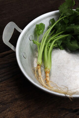 Close up of coriander spice herb