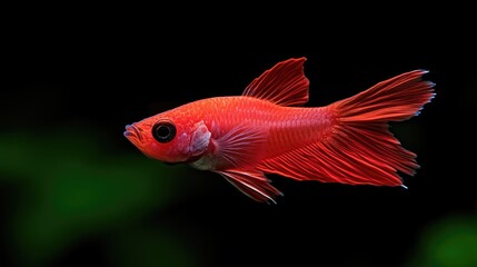 Vibrant red betta fish in profile