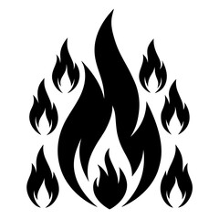 Flame and Fire Icon Set in Flat Style for Logos and Design