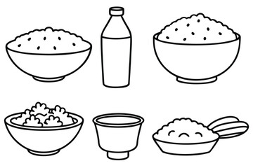 Rice Milk Line Art Creative Style for Food Artwork  