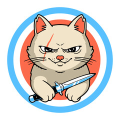 FEEL MY WRATH CAT WITH KNIFE COLOR WHITE BACKGROUND