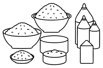 Rice Milk Line Art Drawing for Healthy Drink Concept  